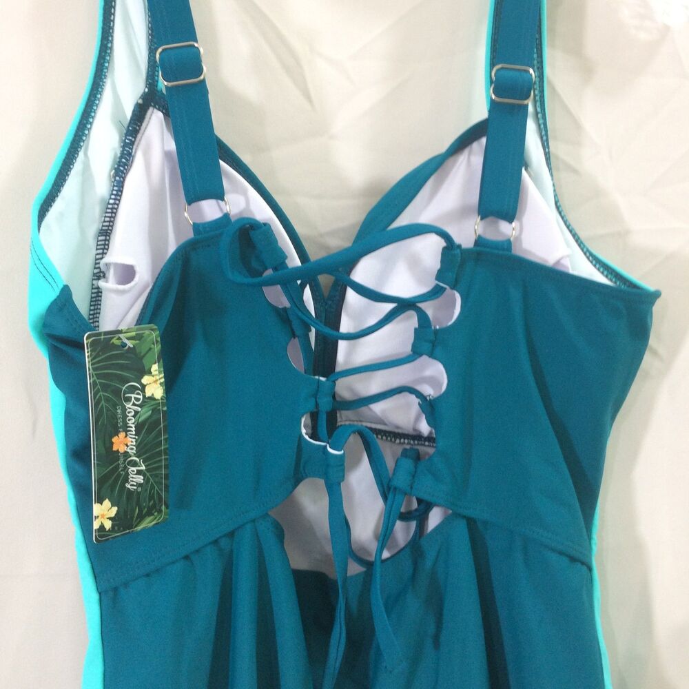 Blooming Jelly One Piece Swimsuit Green Aqua Twist Front Size XXL NWT - Picture 5 of 6